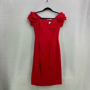 Stunning Vintage 80s En Francais Women’s Red Off the Shoulder Cocktail Mini Dres